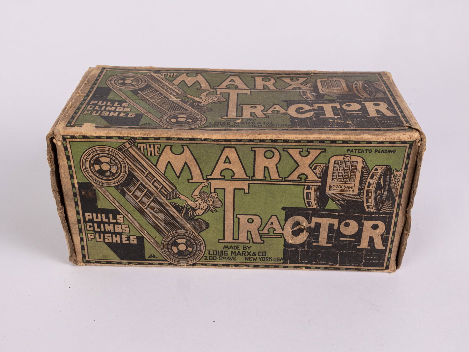 Vintage Louis Marx & Co. Wind-Up Tin Climbing Tractor IOB - 3
