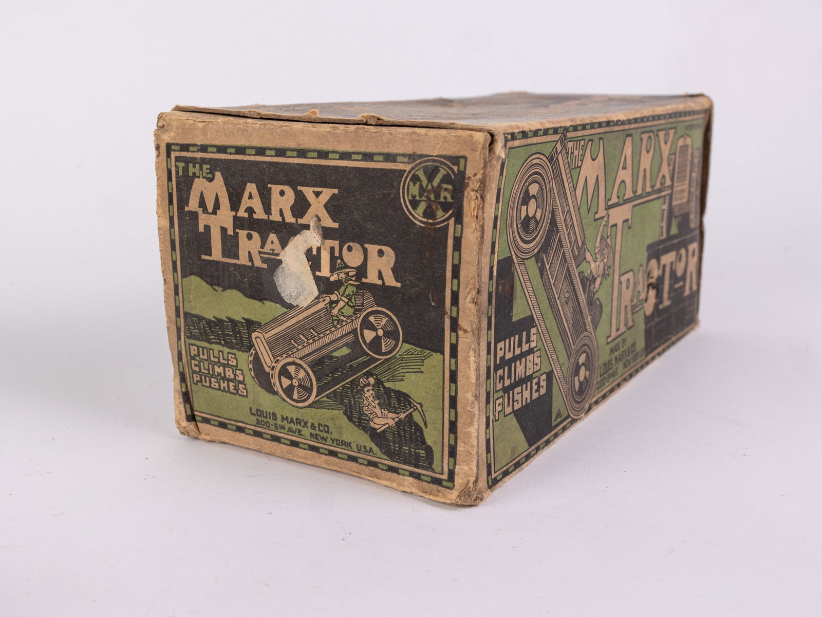 Vintage Louis Marx & Co. Wind-Up Tin Climbing Tractor IOB - 4