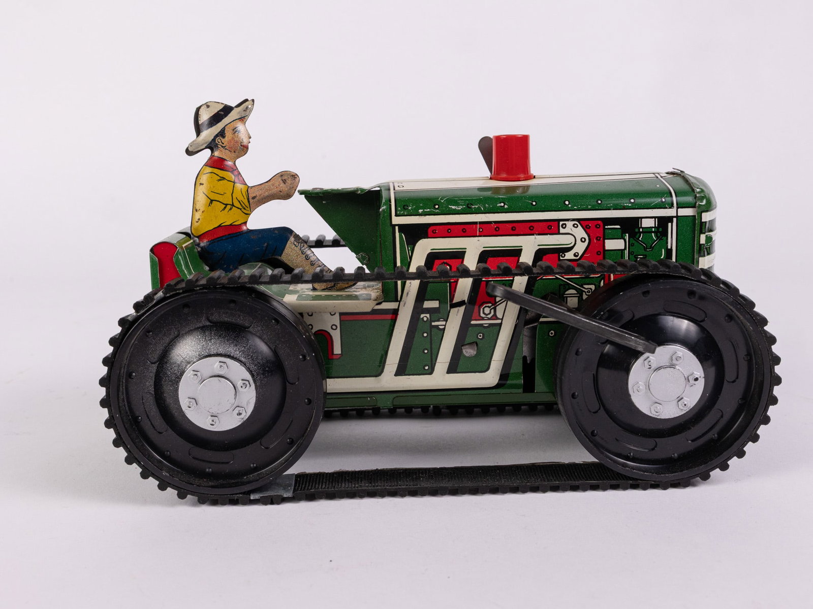 Vintage Louis Marx & Co. Wind-Up Tin Climbing Tractor IOB - 5