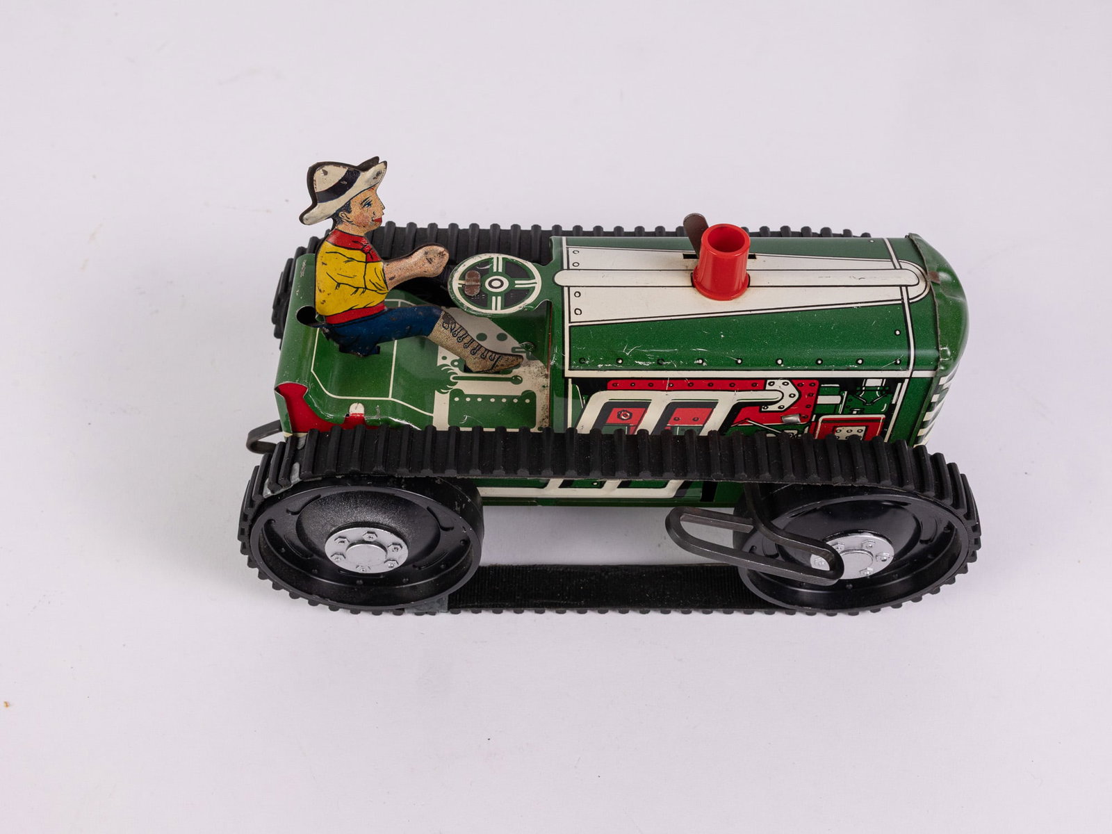 Vintage Louis Marx & Co. Wind-Up Tin Climbing Tractor IOB - 6