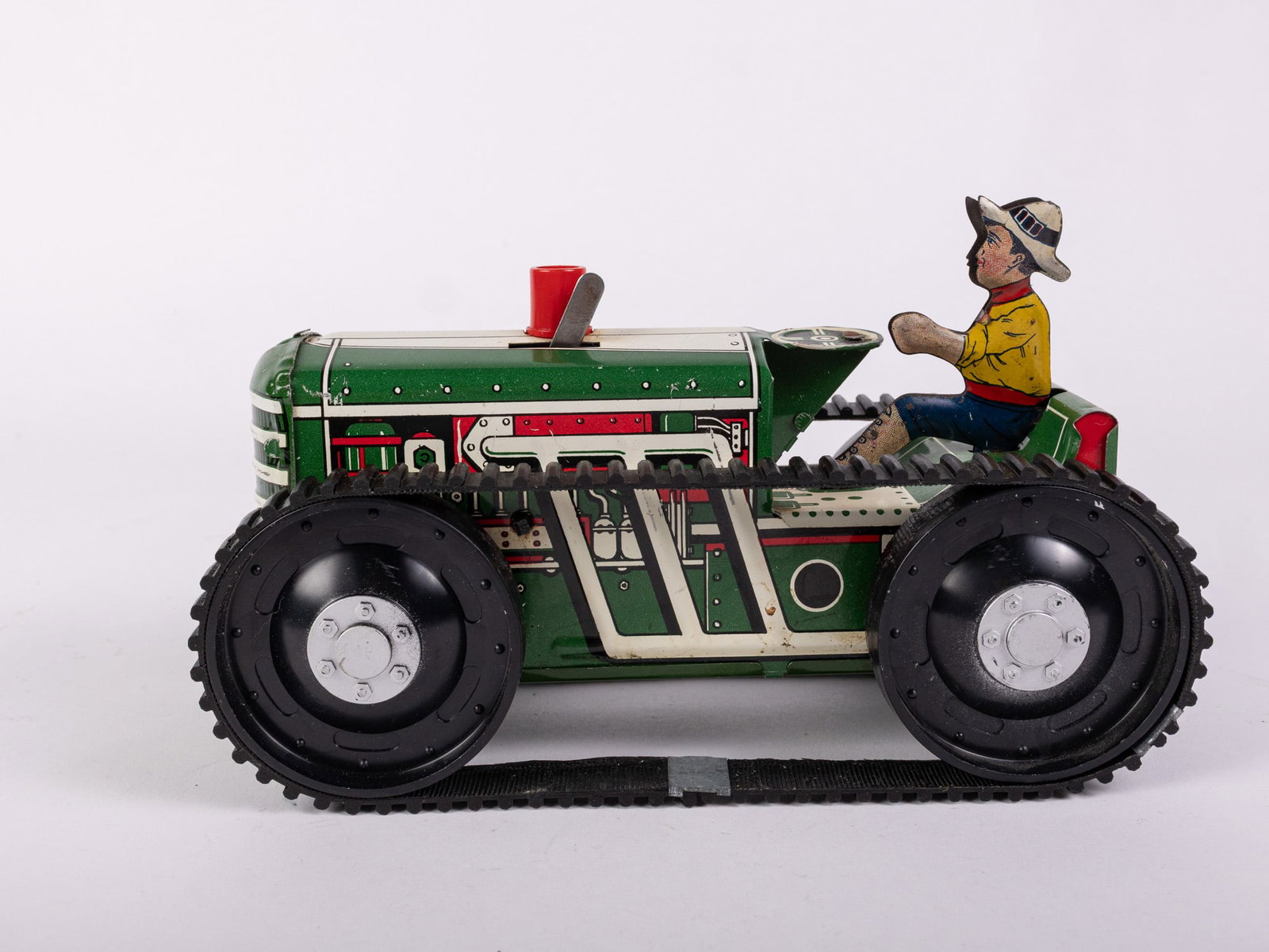Vintage Louis Marx & Co. Wind-Up Tin Climbing Tractor IOB - 8