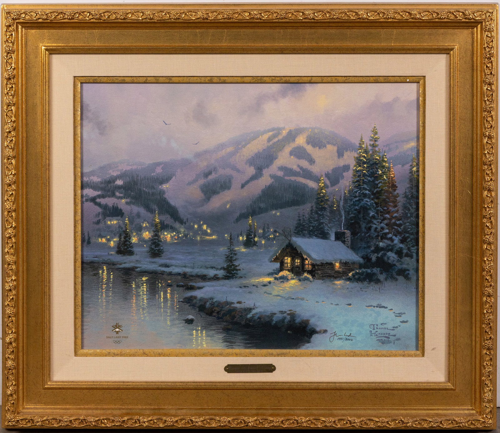 Thomas Kinkade (1958-2012), "Olympic Mountain Evening" Canvas Print w/ COA (1 of 6)