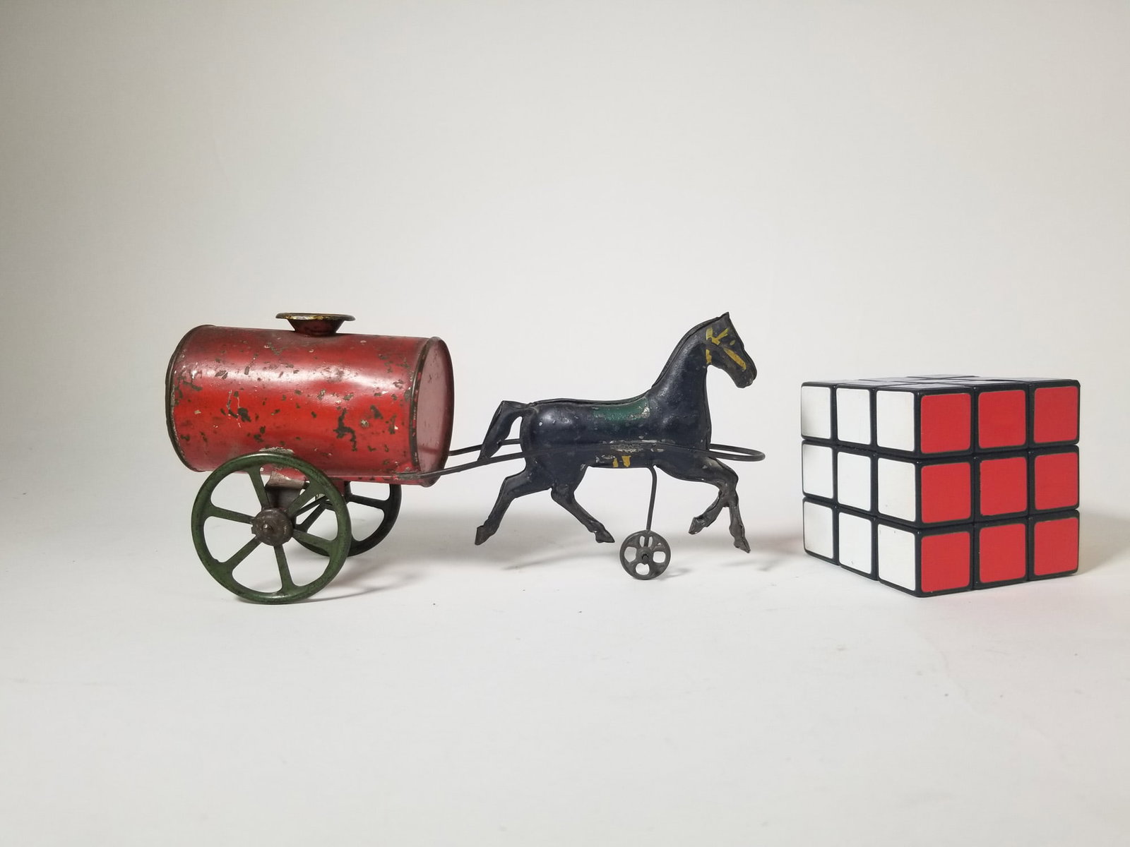 Early Tin Toy Horse Drawn Cart - 2