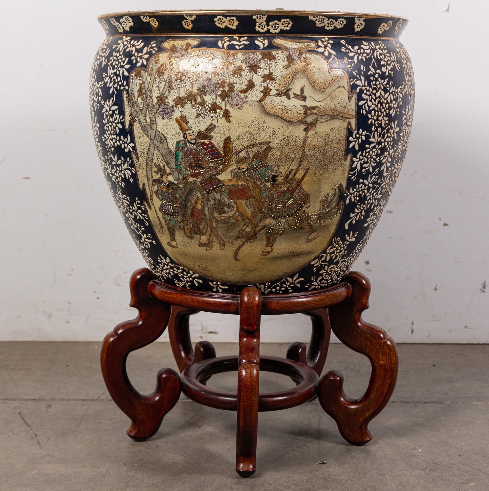 Large Asian Ceramic Planter with Wood Base: Large Asian Ceramic Planter with Wood Base Size 26" H Literature Brooks Auction – Online Auction Terms & Conditions Contact: (856) 694-2960 | info@brooks.auction READ BEFORE YOU BID: We want