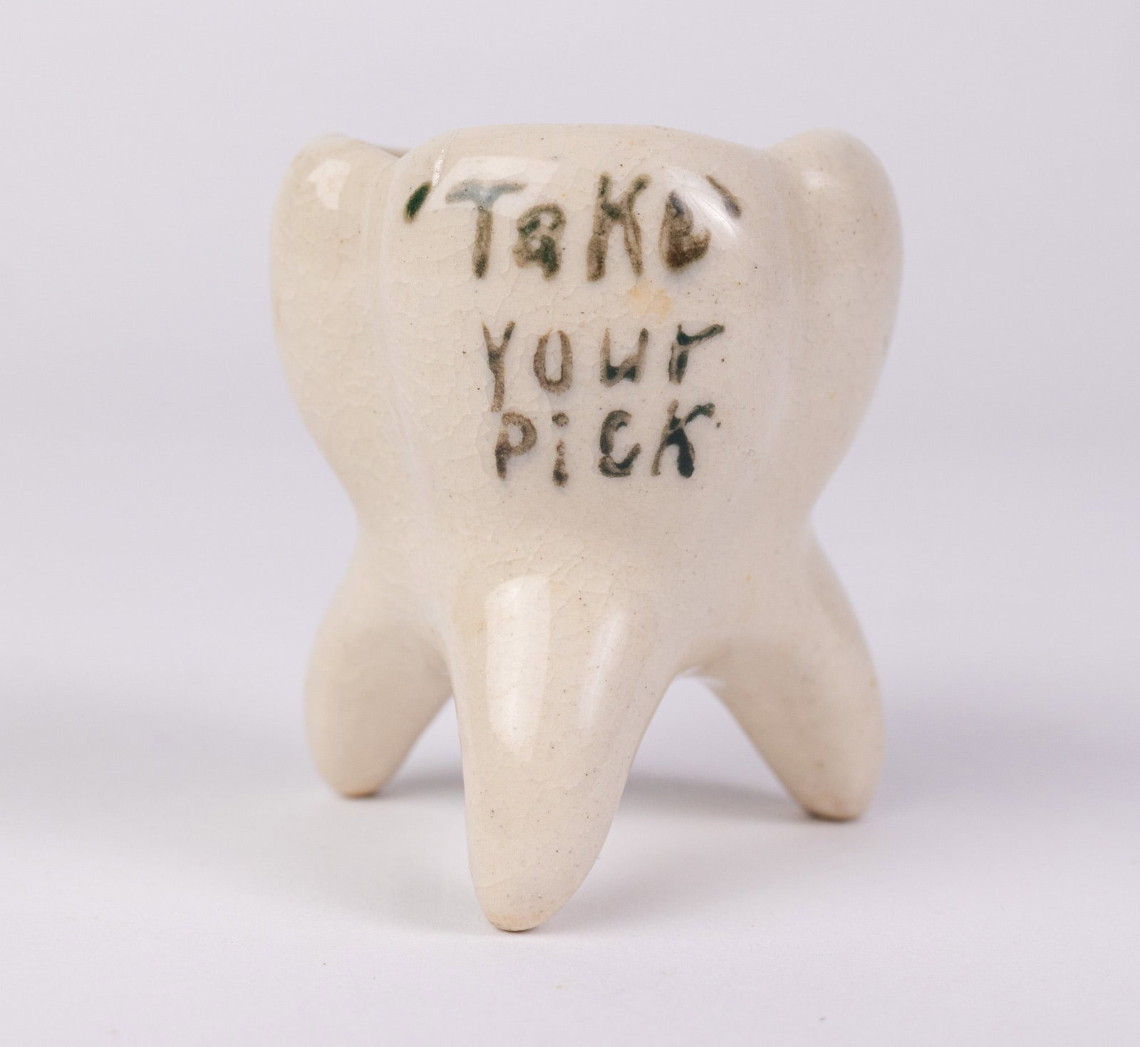 Vintage Ceramic Tooth Shaped "Take Your Pick" Toothpick Holder (1 of 5)