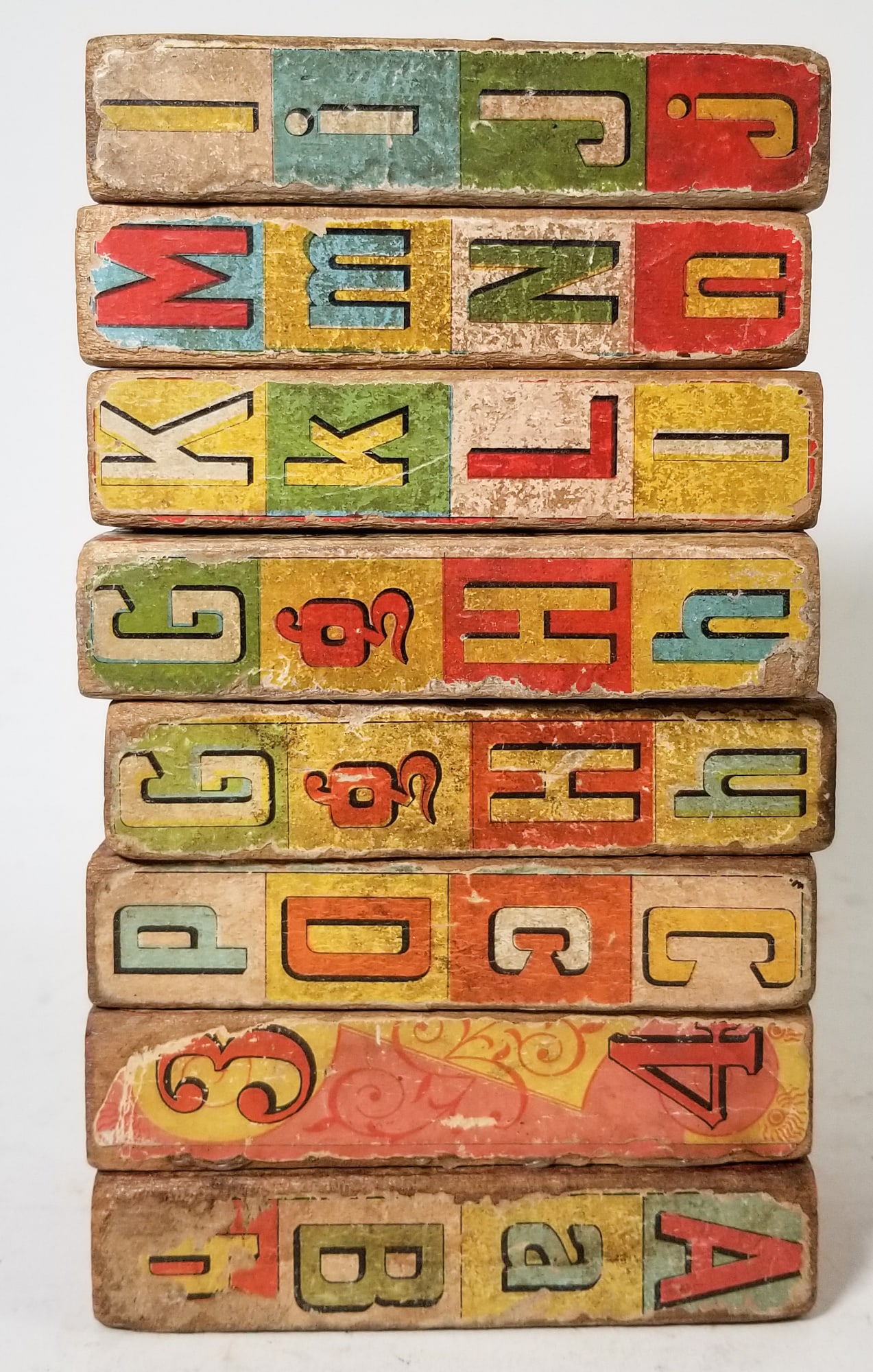 Eight Victorian Number/Letter Blocks - 3