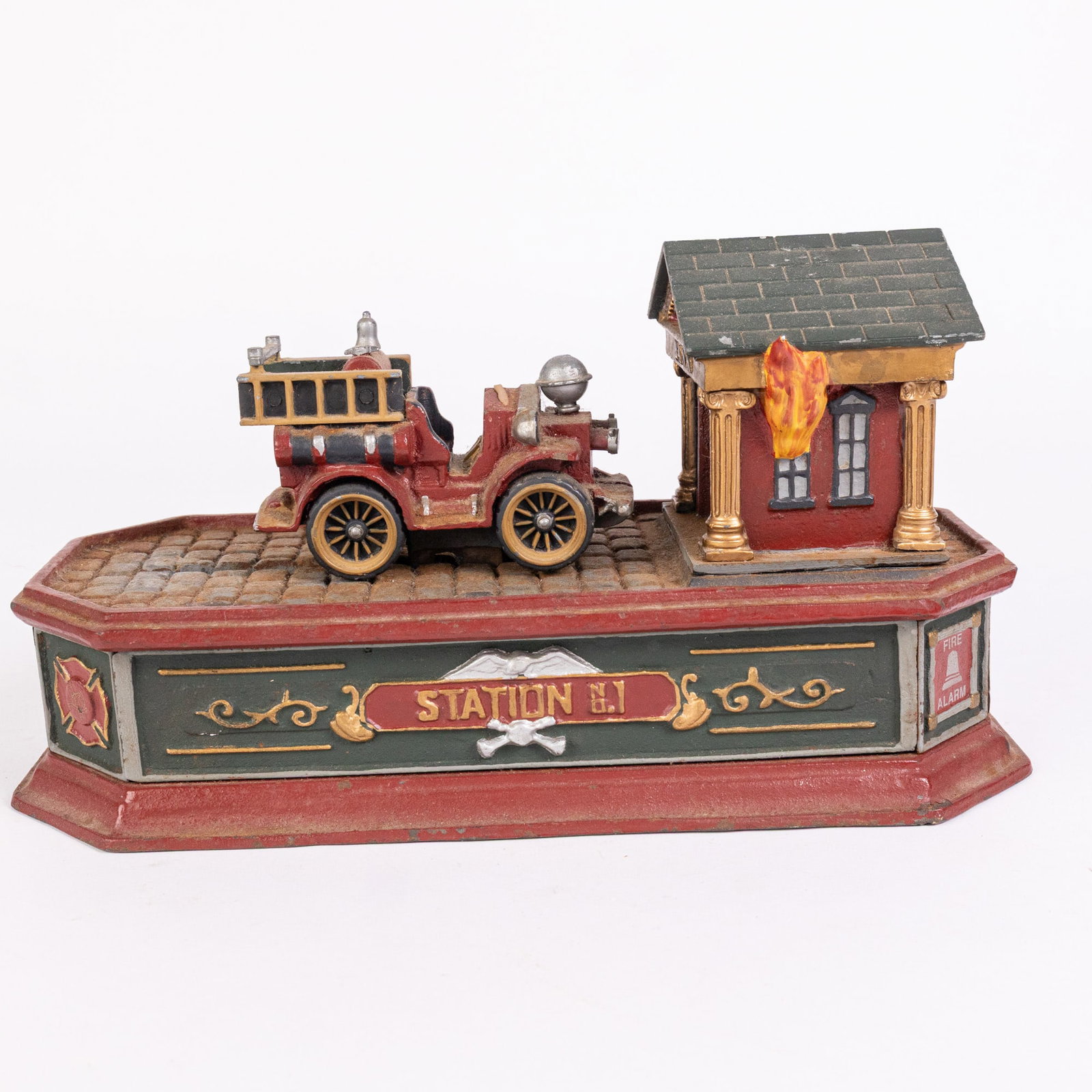 Station 61 Cast Iron Mechanical Bank: Station 61 Cast Iron Mechanical Bank Size 6" H Literature Brooks Auction – Online Auction Terms & Conditions Contact: (856) 694-2960 | info@brooks.auction READ BEFORE YOU BID: We want you to