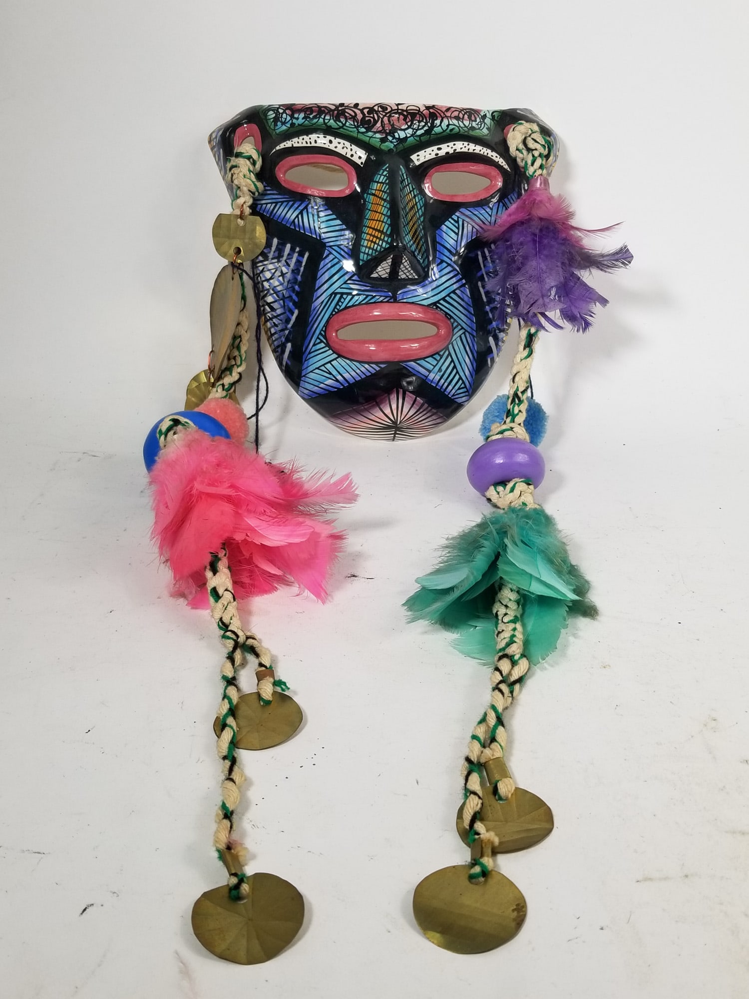 Large Vintage Costa Rican Ceramic Mask Signed "Suraj" (1 of 3)