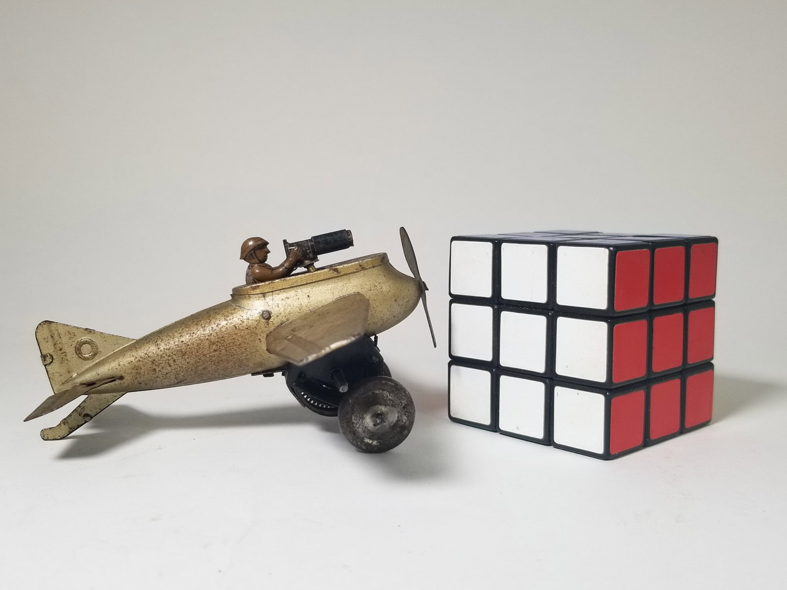 Early 20th Century Tin Litho Wind Up Toy Airplane - 3