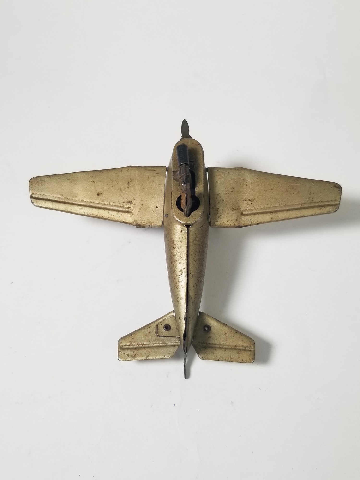 Early 20th Century Tin Litho Wind Up Toy Airplane - 4