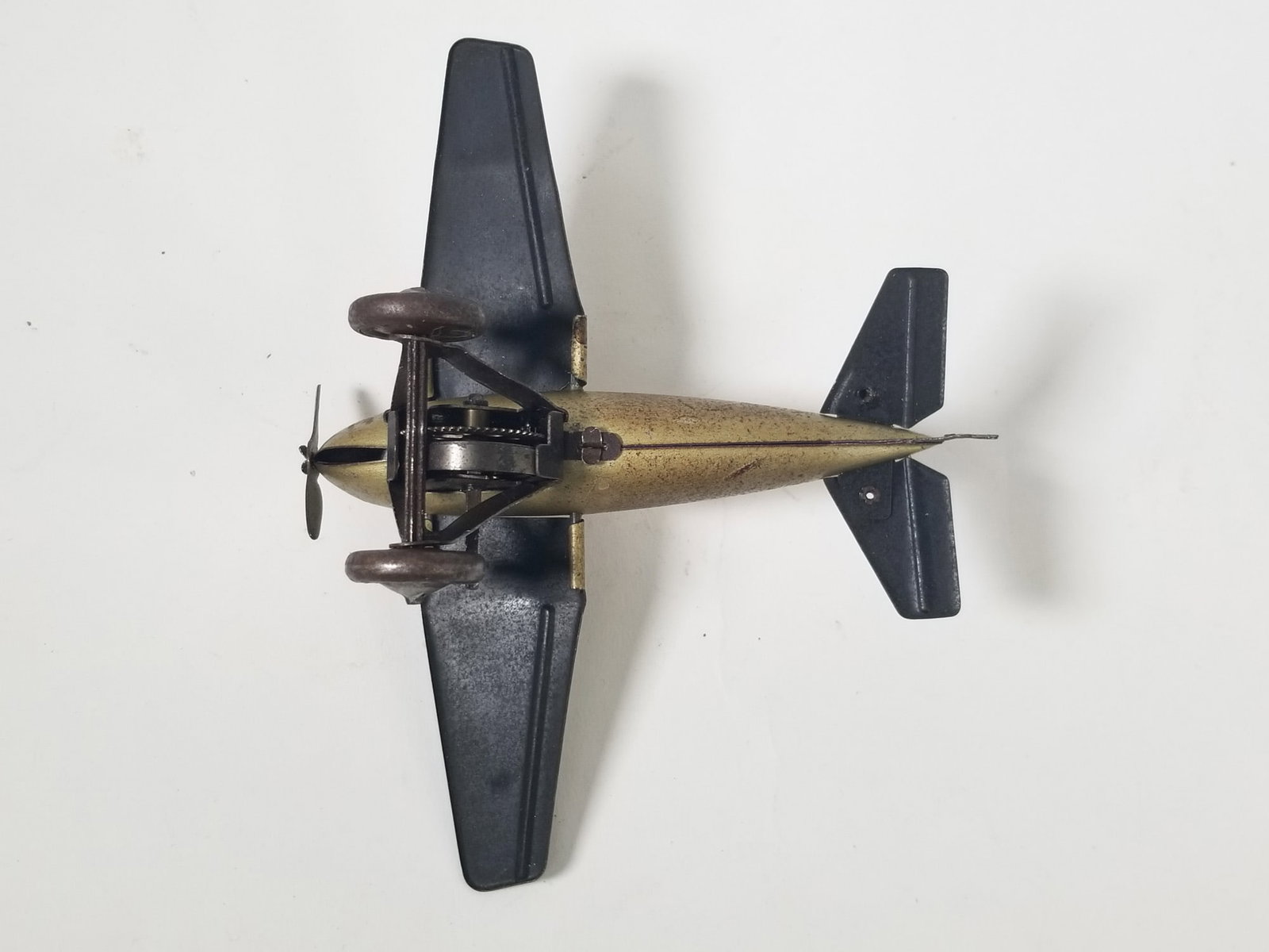 Early 20th Century Tin Litho Wind Up Toy Airplane - 5