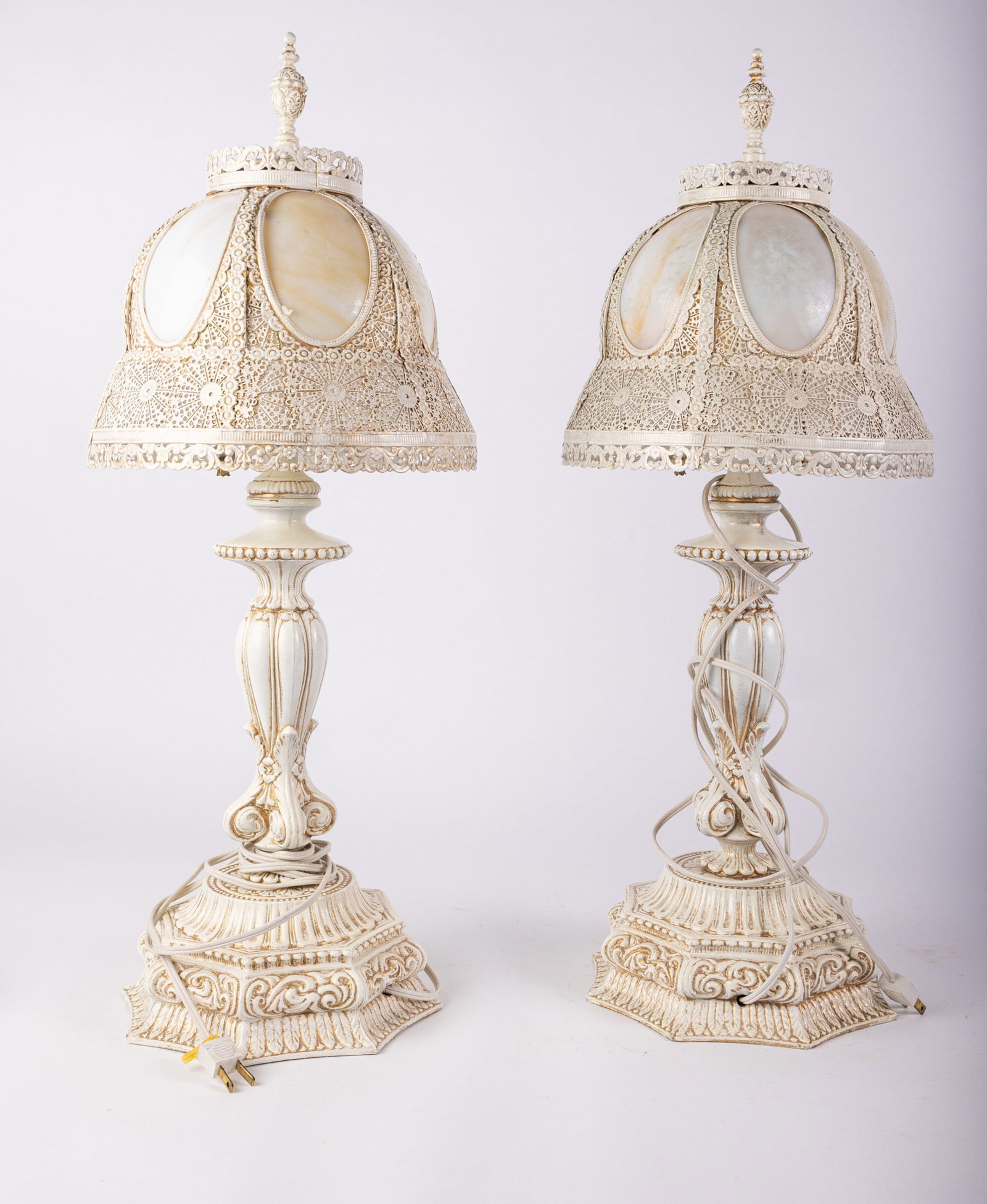 Pair of 1960's Baroque Slag Glass Table Lamps (1 of 2)