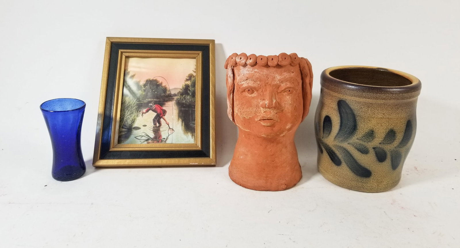 Grouping of Vintage Articles ft. Clay Head Vase: Grouping of Vintage Articles ft. Clay Head Vase Size 7" x 12" x 12" Literature Brooks Auction – Online Auction Terms & Conditions Contact: (856) 694-2960 | info@brooks.auction READ BEFORE YOU