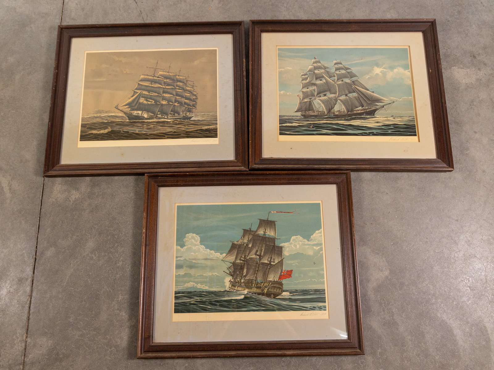Richard Linton, Three Marine Nautical Lithographs Hand Signed (1 of 4)