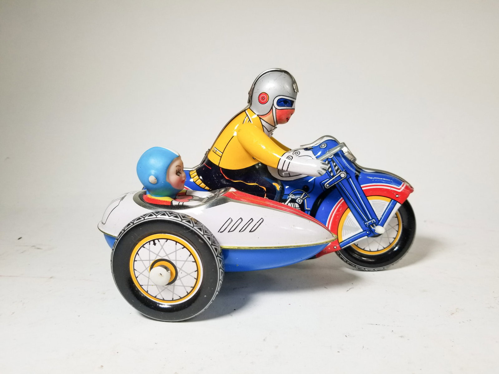 Vintage Tin Toy Assortment ft. Wind-Up Motorcycle & Sidecar - 4