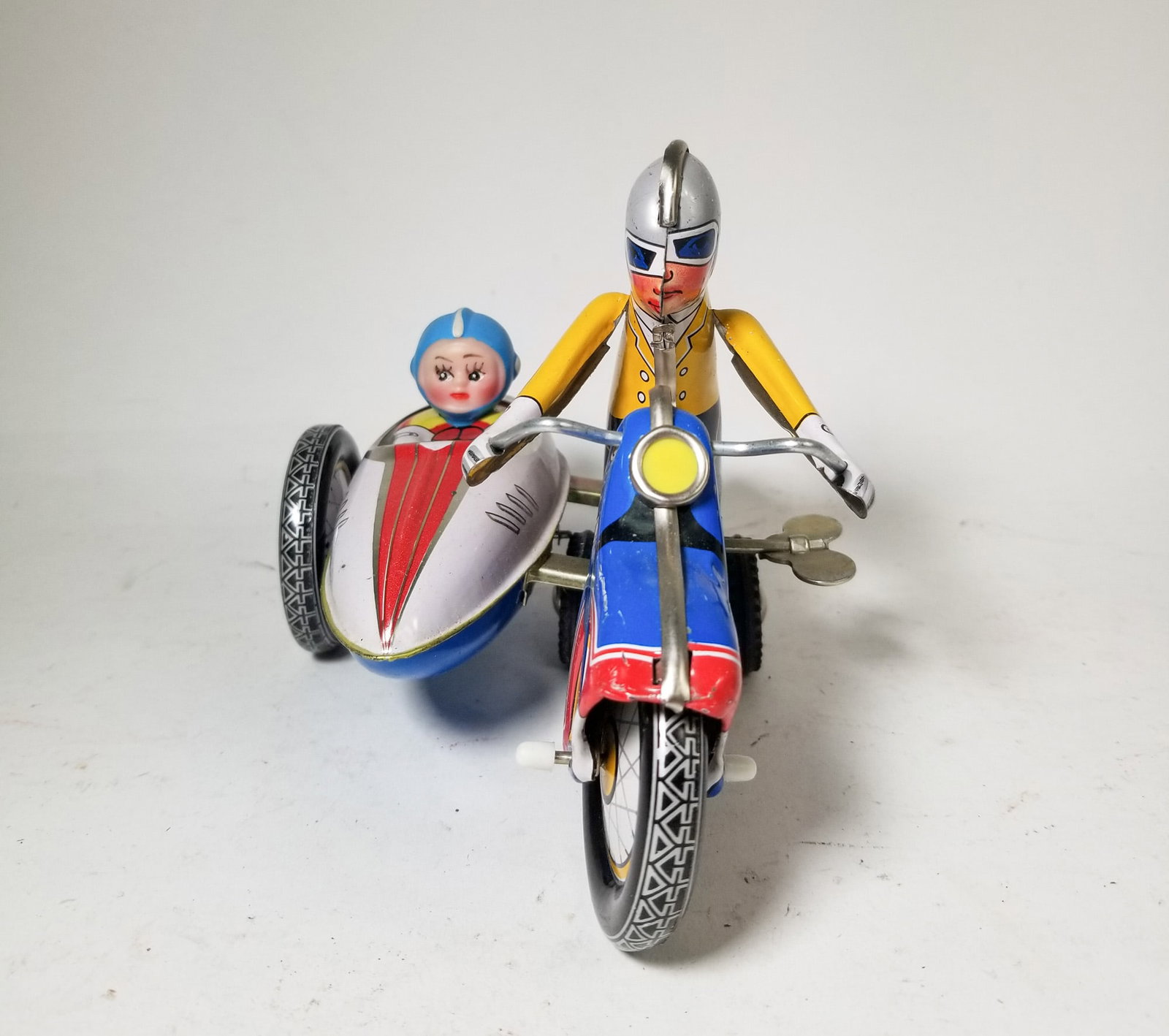 Vintage Tin Toy Assortment ft. Wind-Up Motorcycle & Sidecar - 5