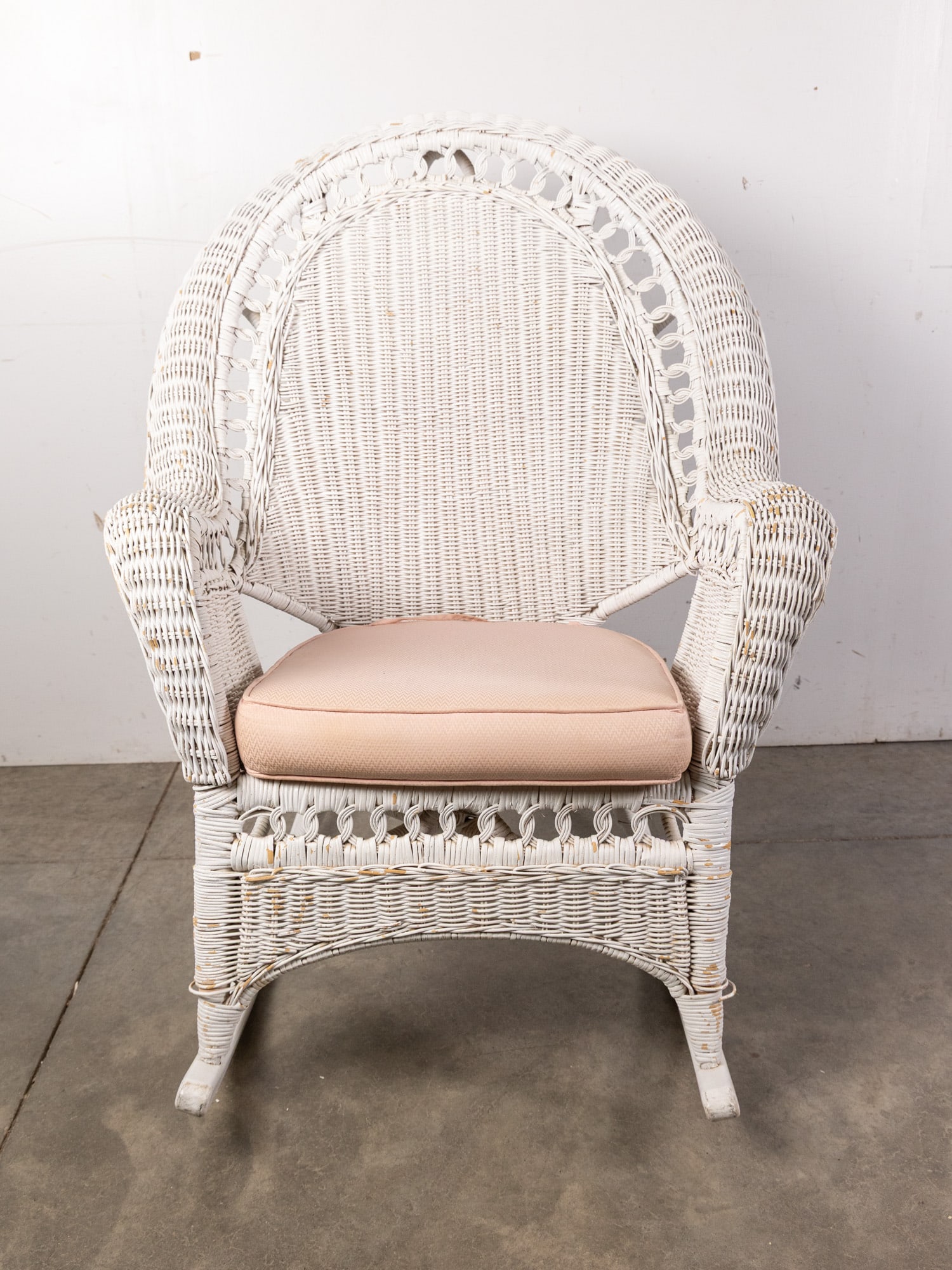Vintage High-Back White Wicker Rocking Chair (1 of 3)