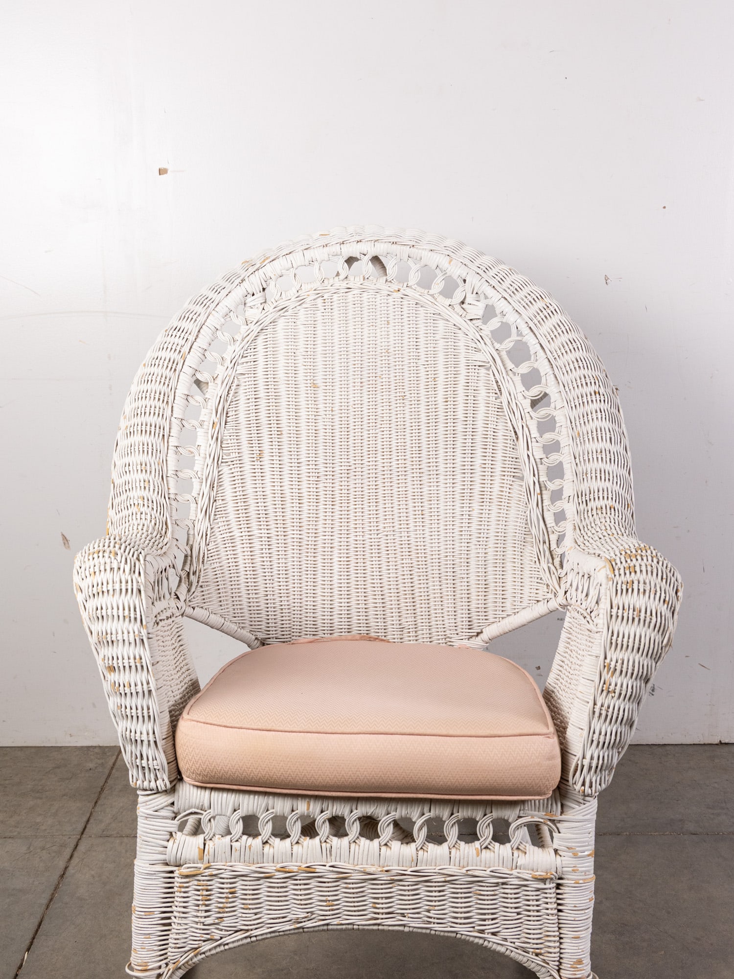 Vintage High-Back White Wicker Rocking Chair - 2