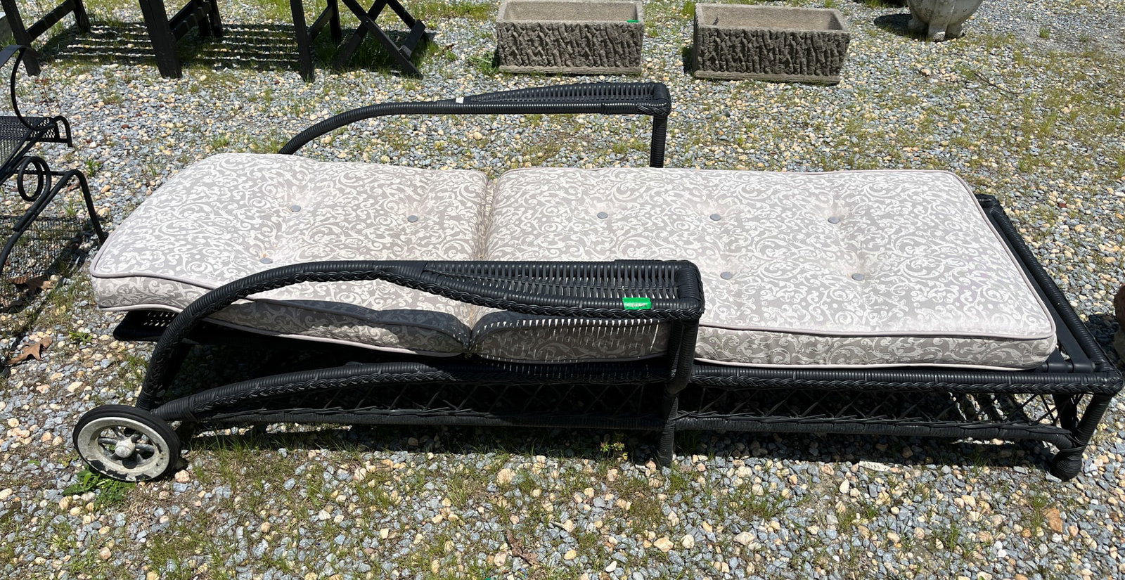 Faux Wicker Lounge Chair with Cushion (1 of 3)
