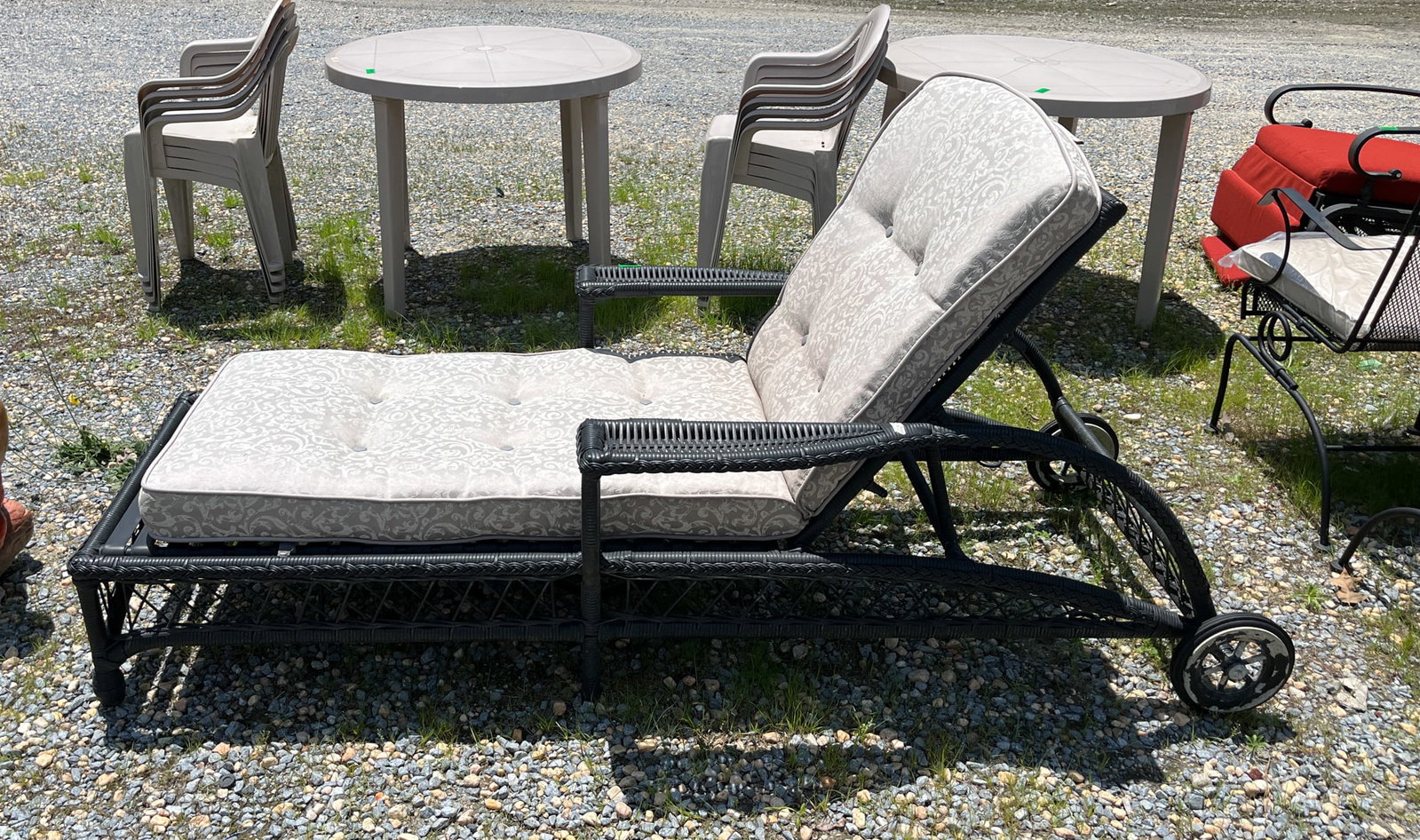 Faux Wicker Lounge Chair with Cushion - 3