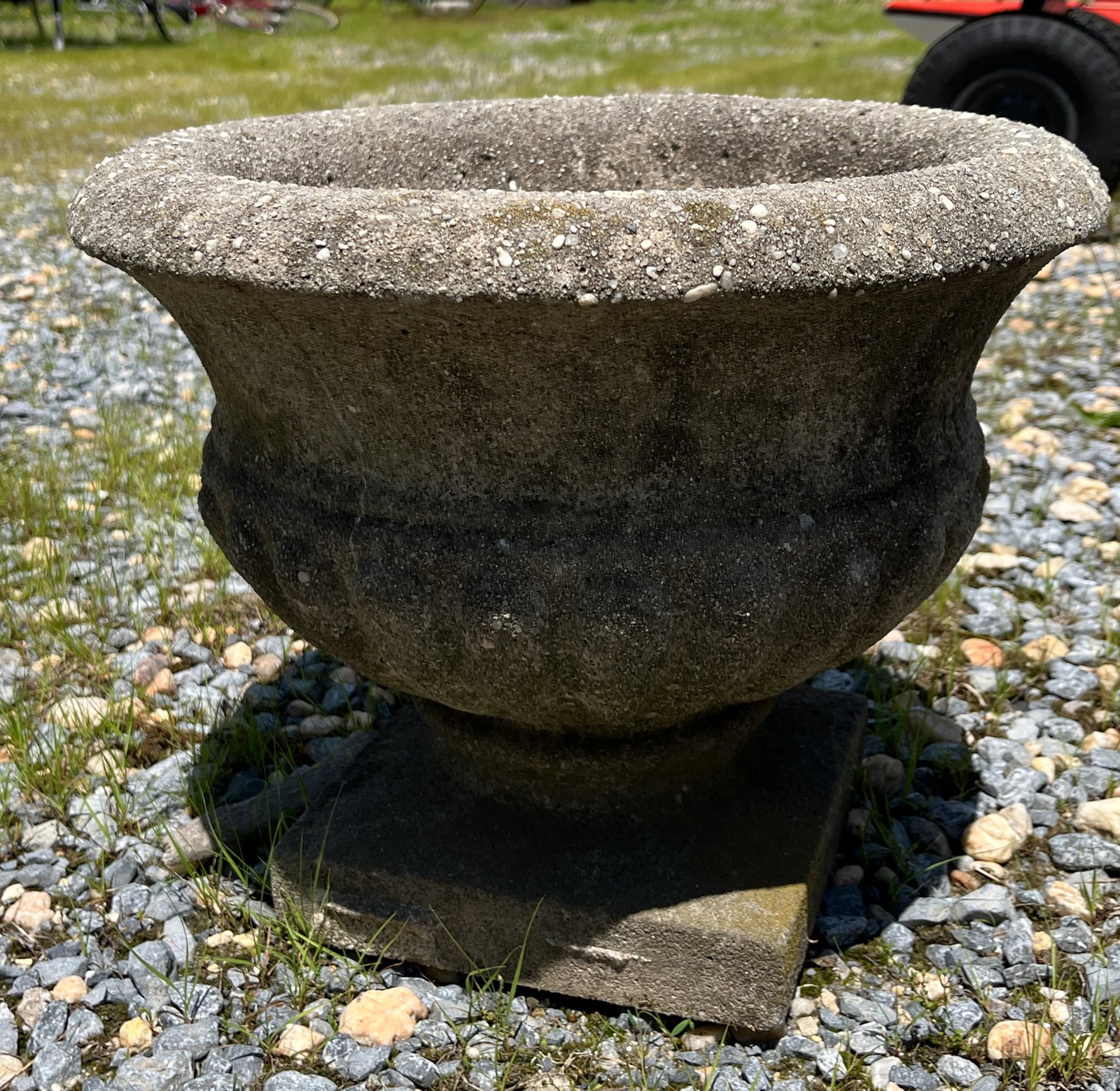 Pair of Vintage Outdoor Concrete Urn Shaped Planters - 3