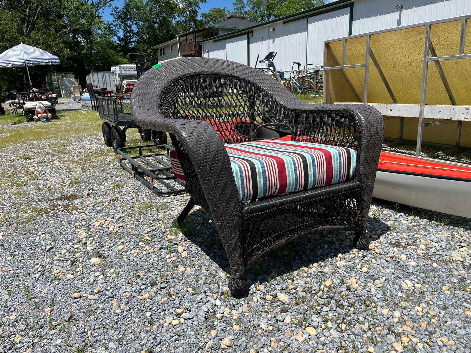 Outdoor Contemporary Faux Wicker Arm Chair with Cushion - 2