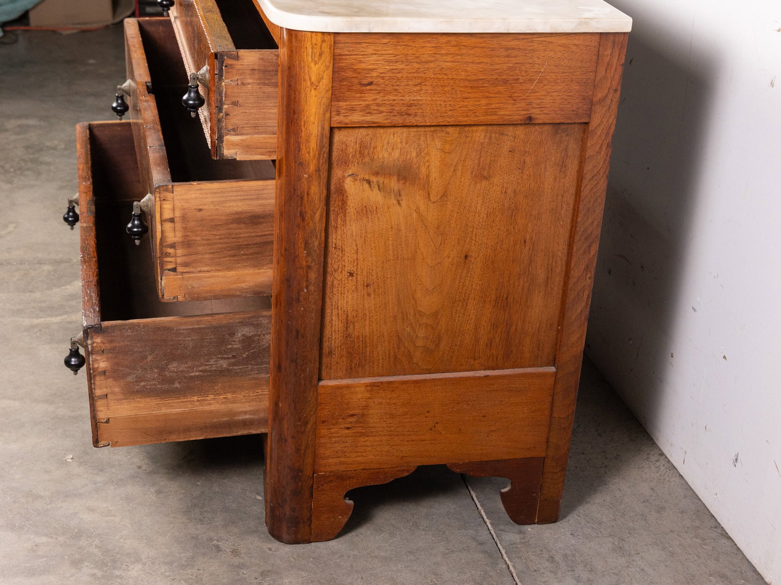 Antique Victorian Marble Top Grain Painted Dresser - 7