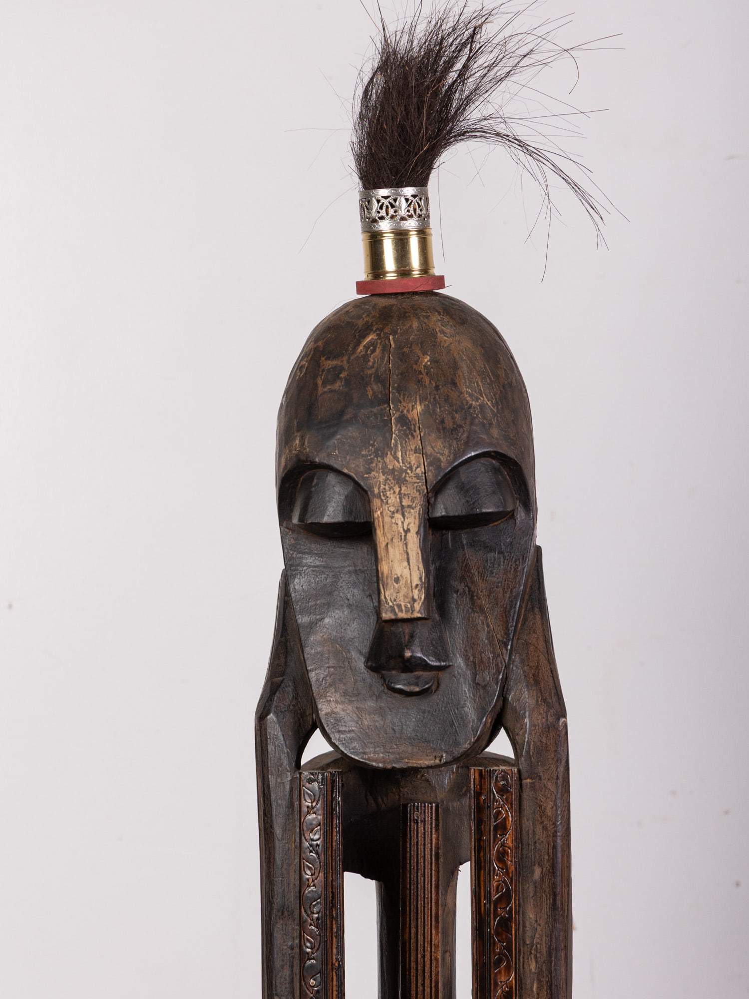 Large 4.5' African Carved Wooden Figural Sculpture - 2