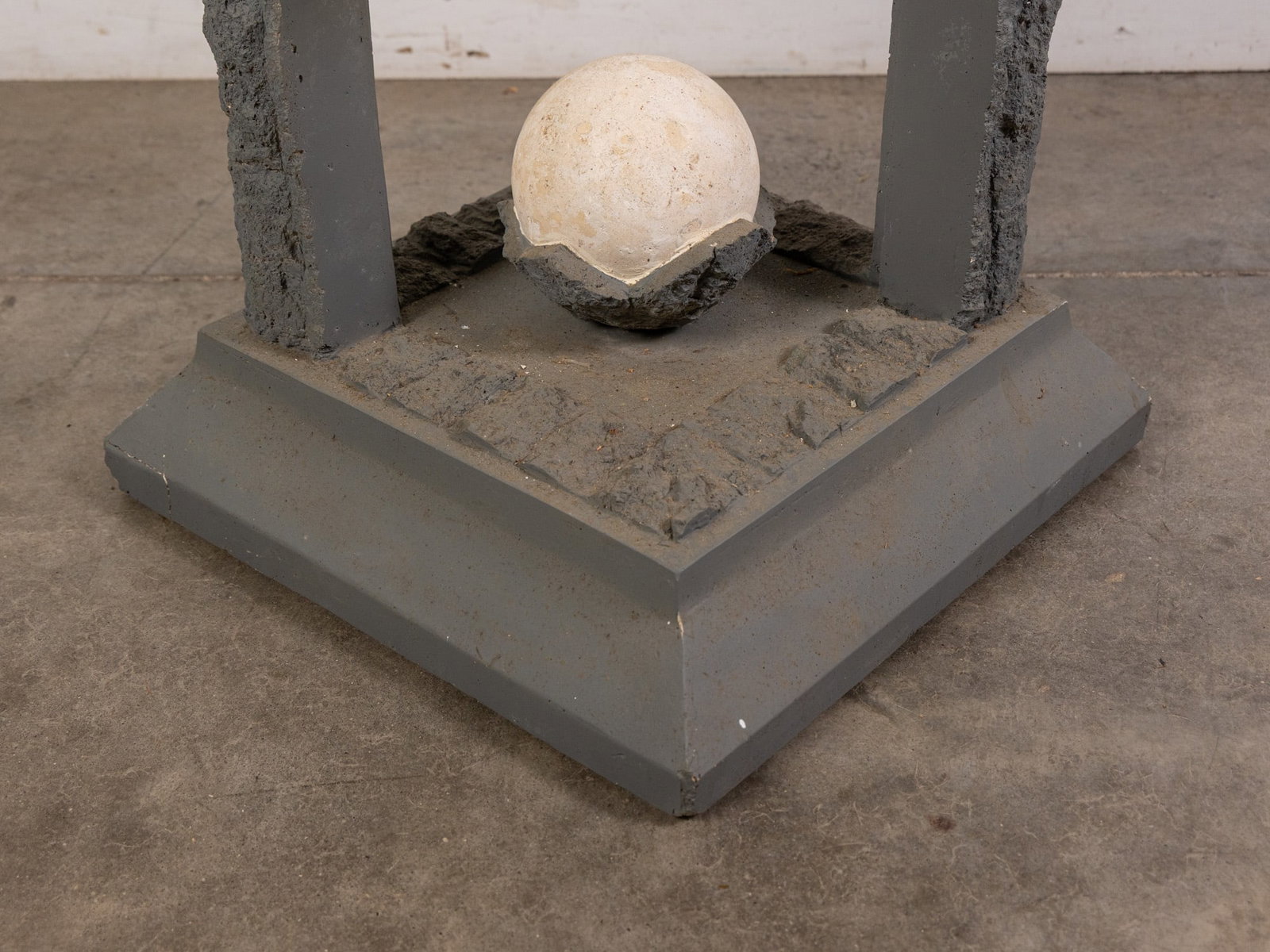 20th Century Modern Brutalist Glass Top End Table - 2