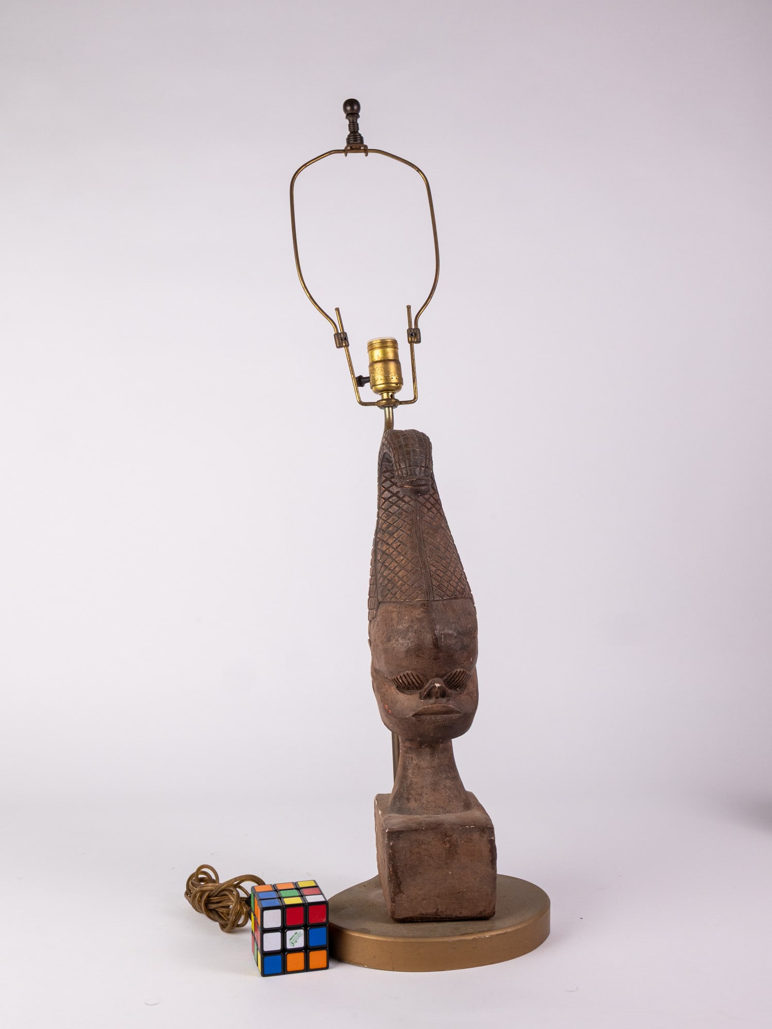 Vintage Table Lamp with African Bust Sculpture - 2