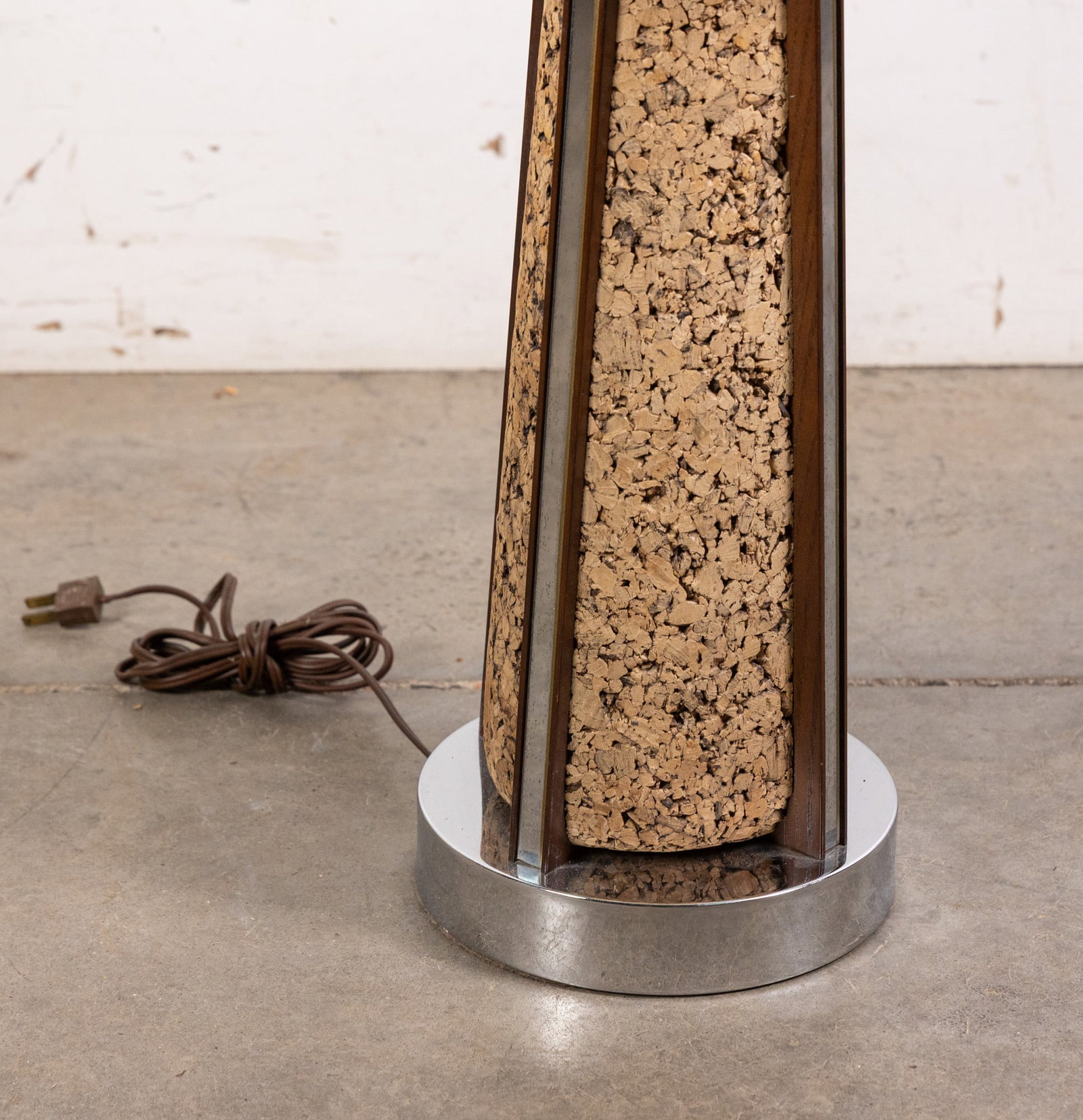 Mid Century Modern Danish Cork & Chrome Accent Lamp - 2
