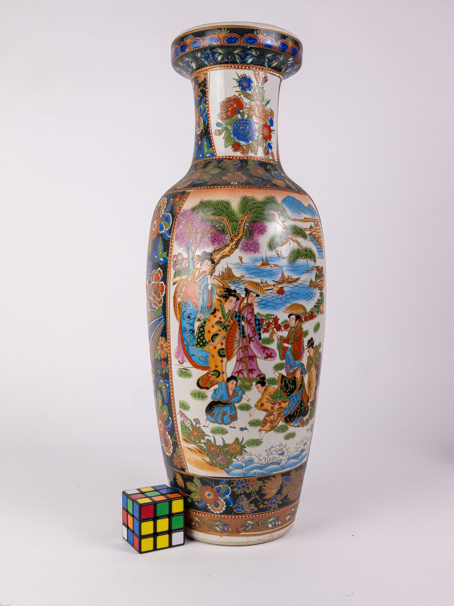 23" Porcelain Asian Decorated Vase - 2