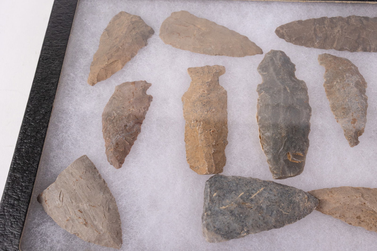 Grouping of Arrowhead Native American Artifacts in Display Case - 3