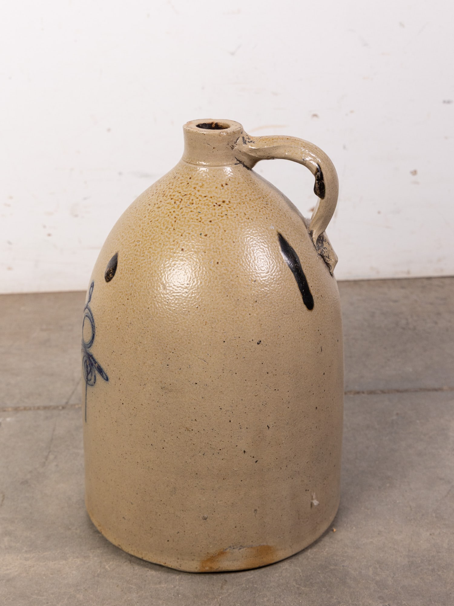 19th c. Early Red Wing Cobalt-Decorated Bee Sting Stoneware Jug - 3