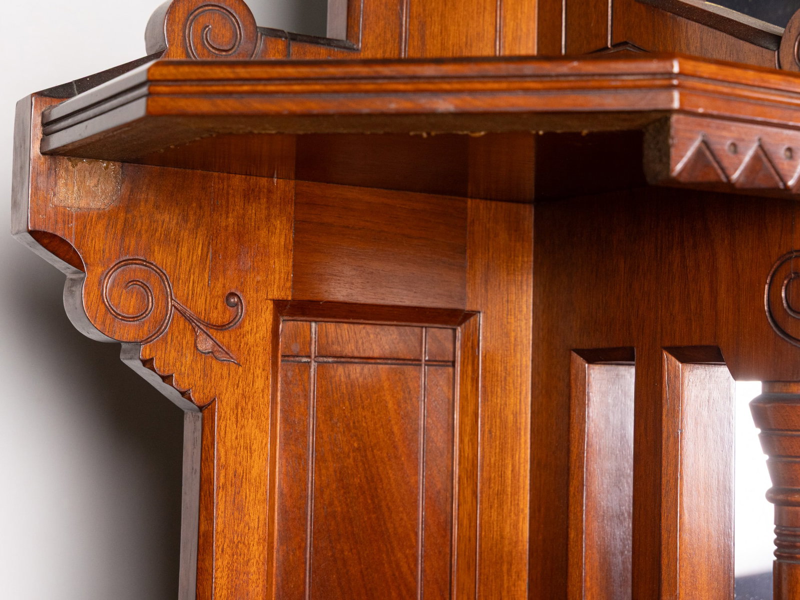 Antique Renaissance Revival 4-Door Mirrored Bookcase - 16