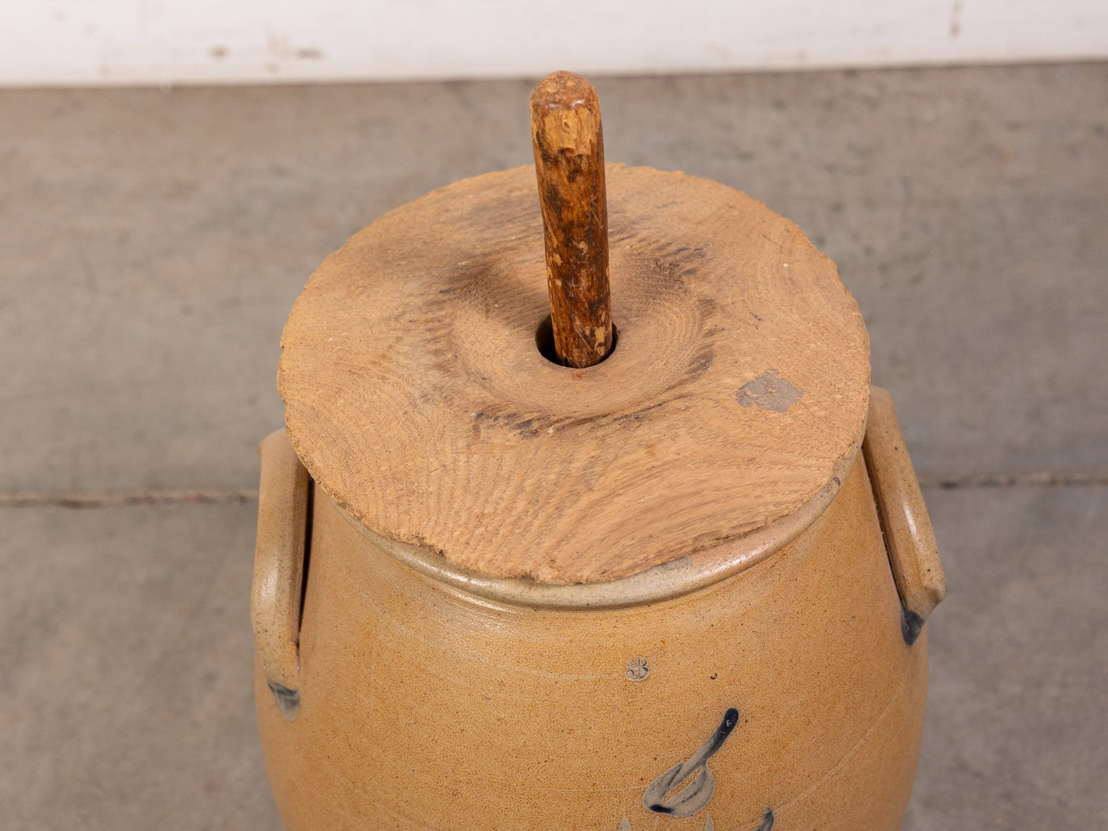 Antique 3-Gallon Stoneware Crock w/ Cobalt Decoration - 2