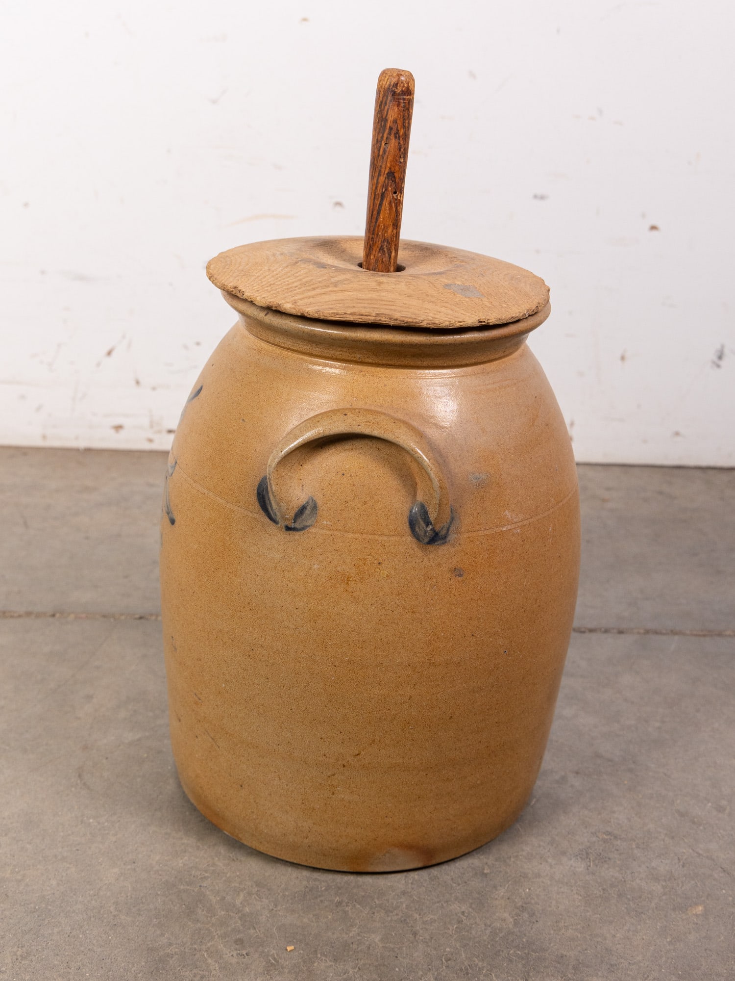 Antique 3-Gallon Stoneware Crock w/ Cobalt Decoration - 7