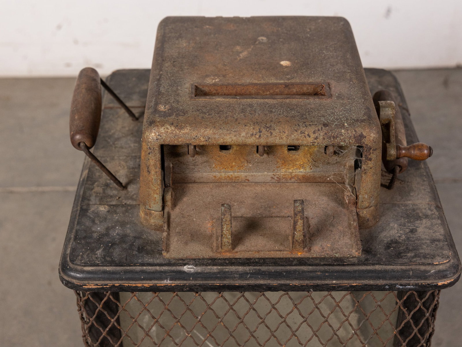 Antique Primitive Glass and Wire Cage Ballot Box - 2
