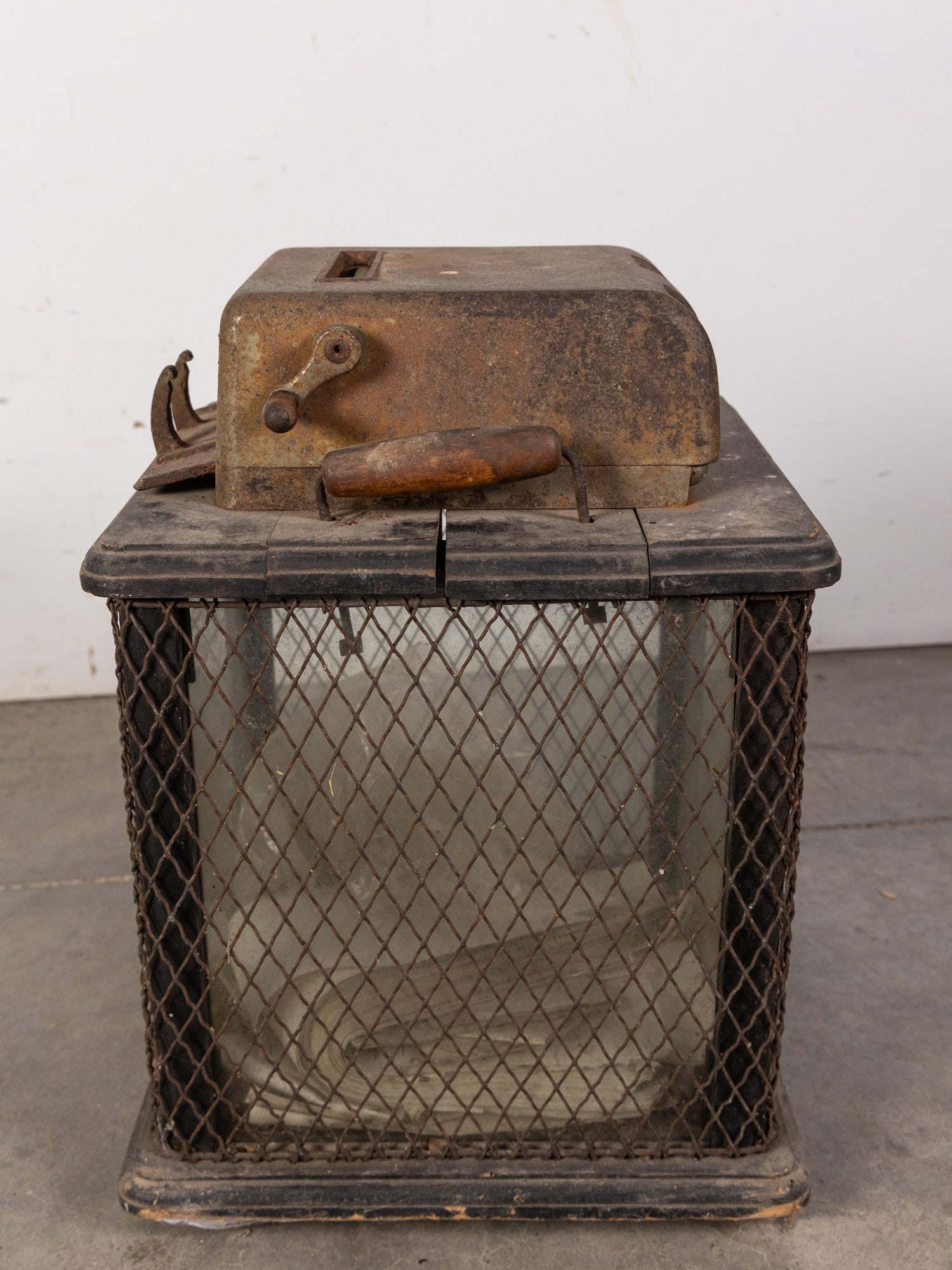 Antique Primitive Glass and Wire Cage Ballot Box - 5