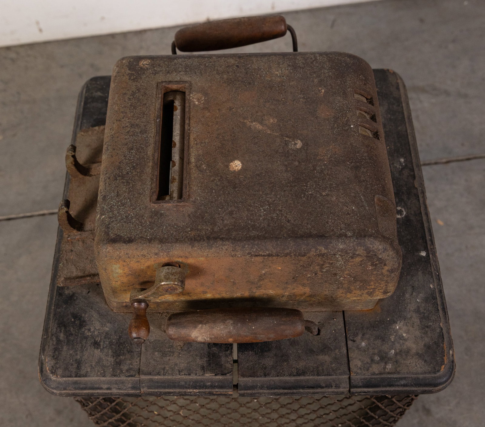 Antique Primitive Glass and Wire Cage Ballot Box - 6