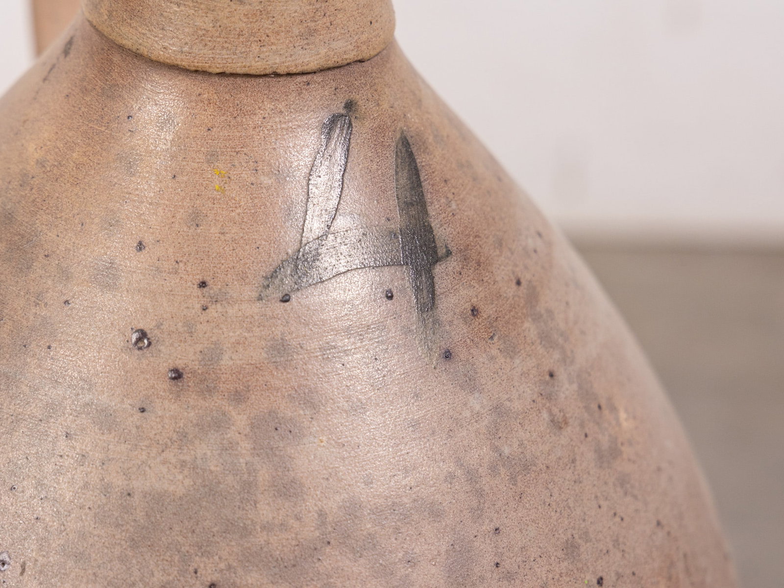 LARGE Antique Stoneware Jug Marked "4" in Cobalt - 2
