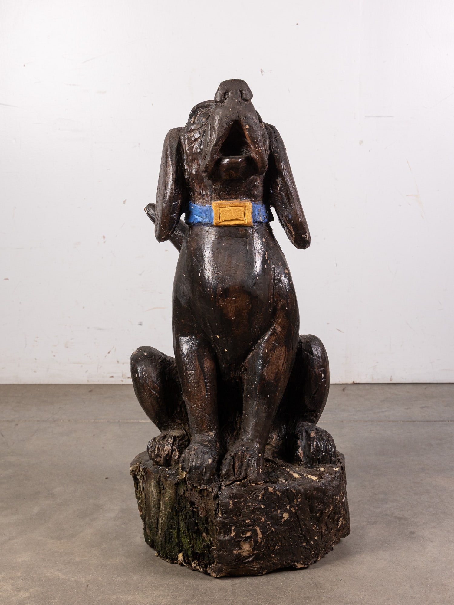 Carved Wooden Folk Art Dog Sculpture: Carved Wooden Folk Art Dog Sculpture Size 38" H Literature Brooks Auction – Online Auction Terms & Conditions Contact: (856) 694-2960 | info@brooks.auction READ BEFORE YOU BID: We want you to