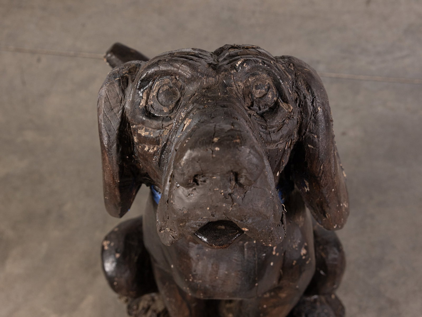 Carved Wooden Folk Art Dog Sculpture - 4