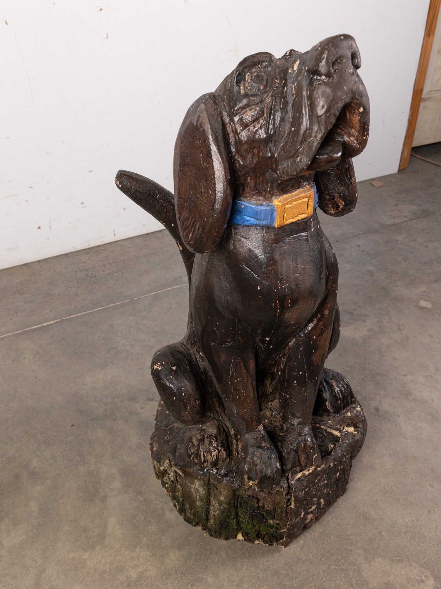 Carved Wooden Folk Art Dog Sculpture - 5