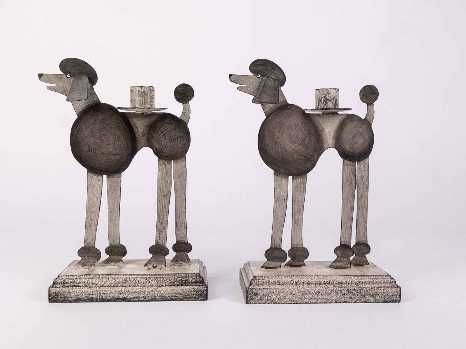 Acme Animal Signed Poodle Candle Holders - 3