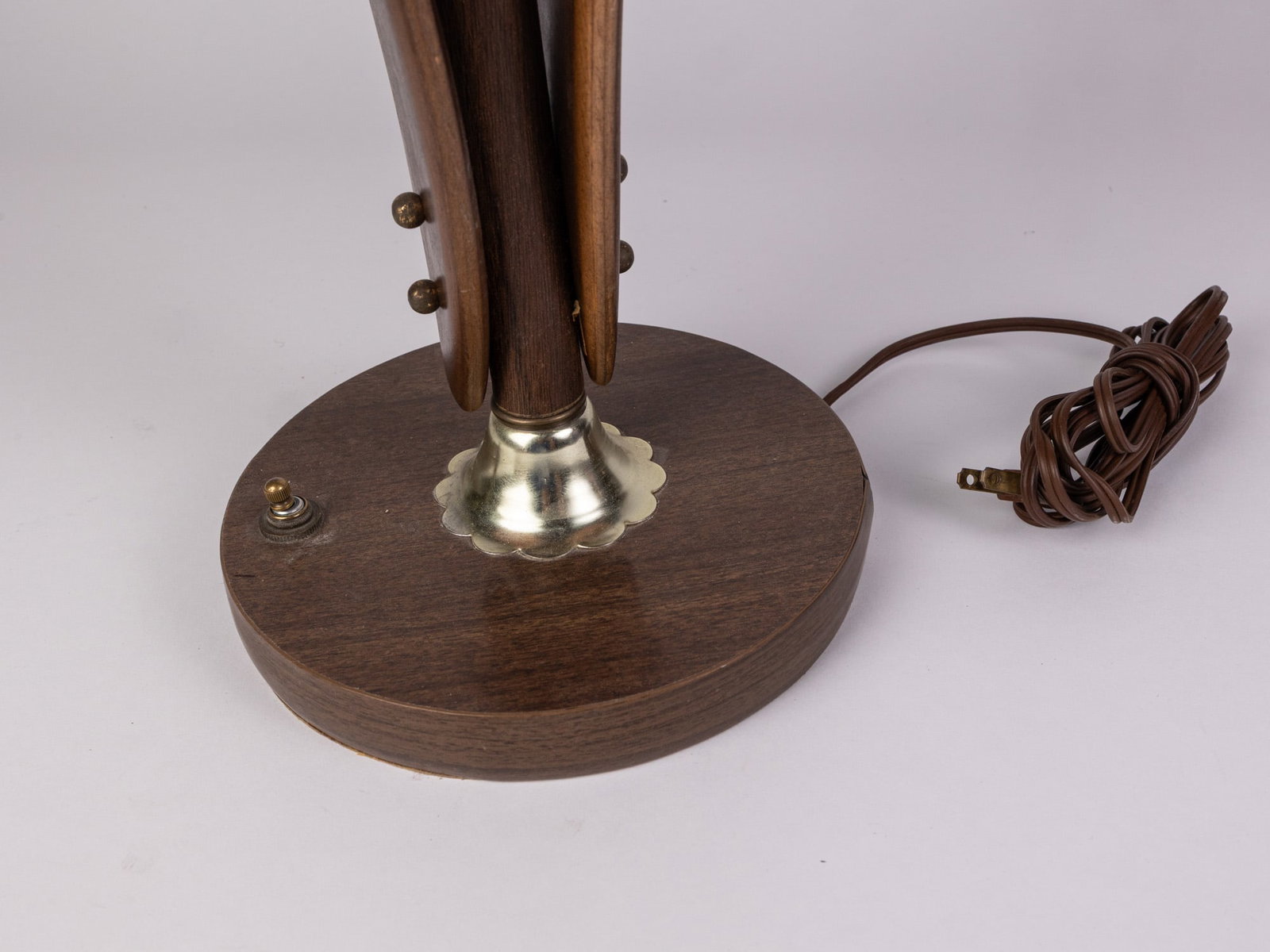 Mid Century Modern Walnut and Wicker Table Lamp - 3