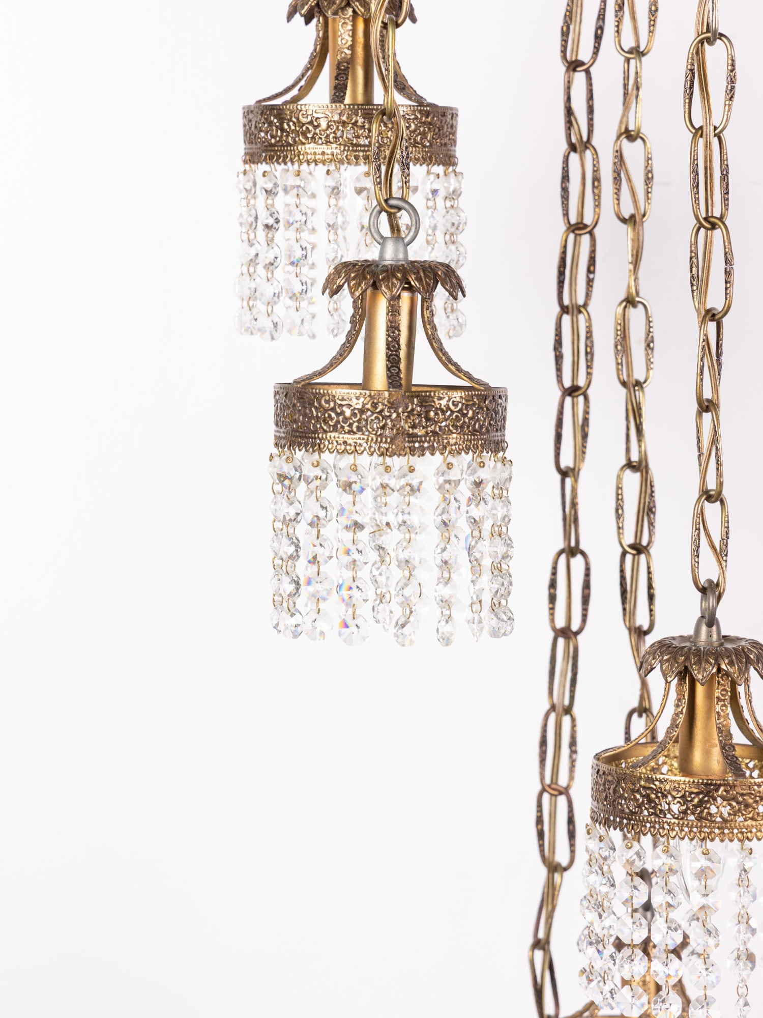 Hollywood Regency Style Four-Light Cascading Crystal Light Fixture - 2