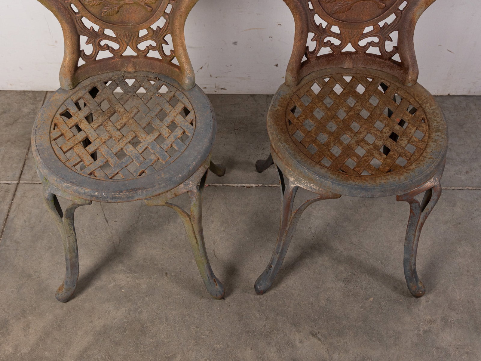 Pair of Cast Iron Bird Motif Garden Chairs - 2