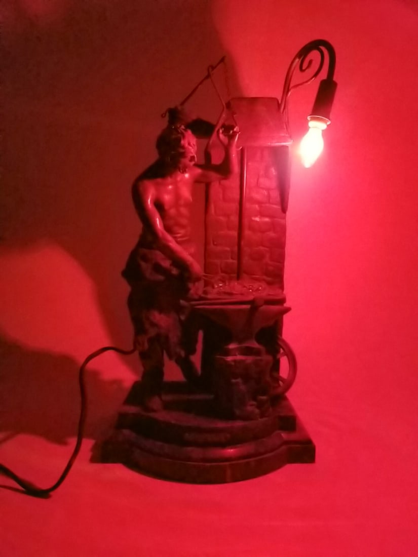 Blacksmith Forge Statue Lamp after Victor Rousseau - 2