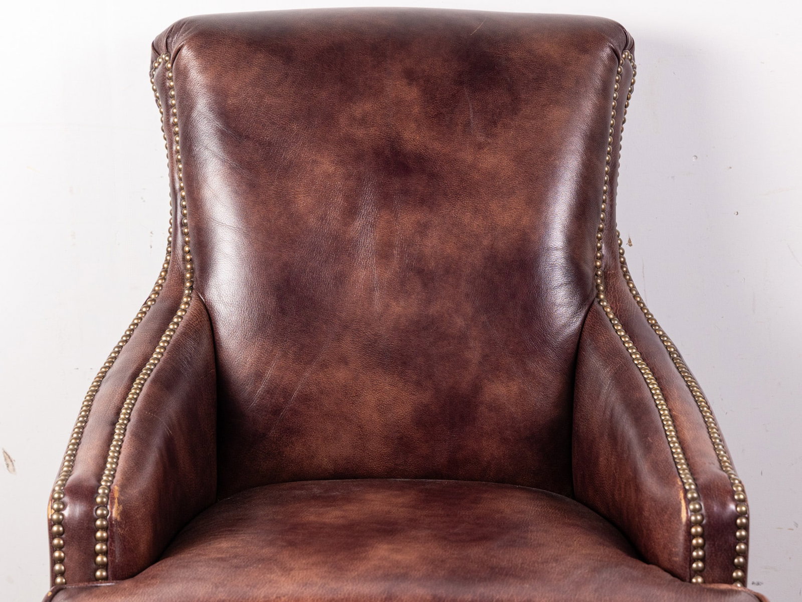 Bradington Young Brown Leather Executive Chair with Brass Tack Detail - 2